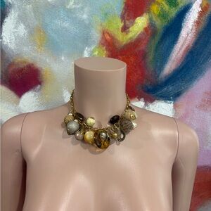 Elegant Gold and Brown Charm Necklace NWT
